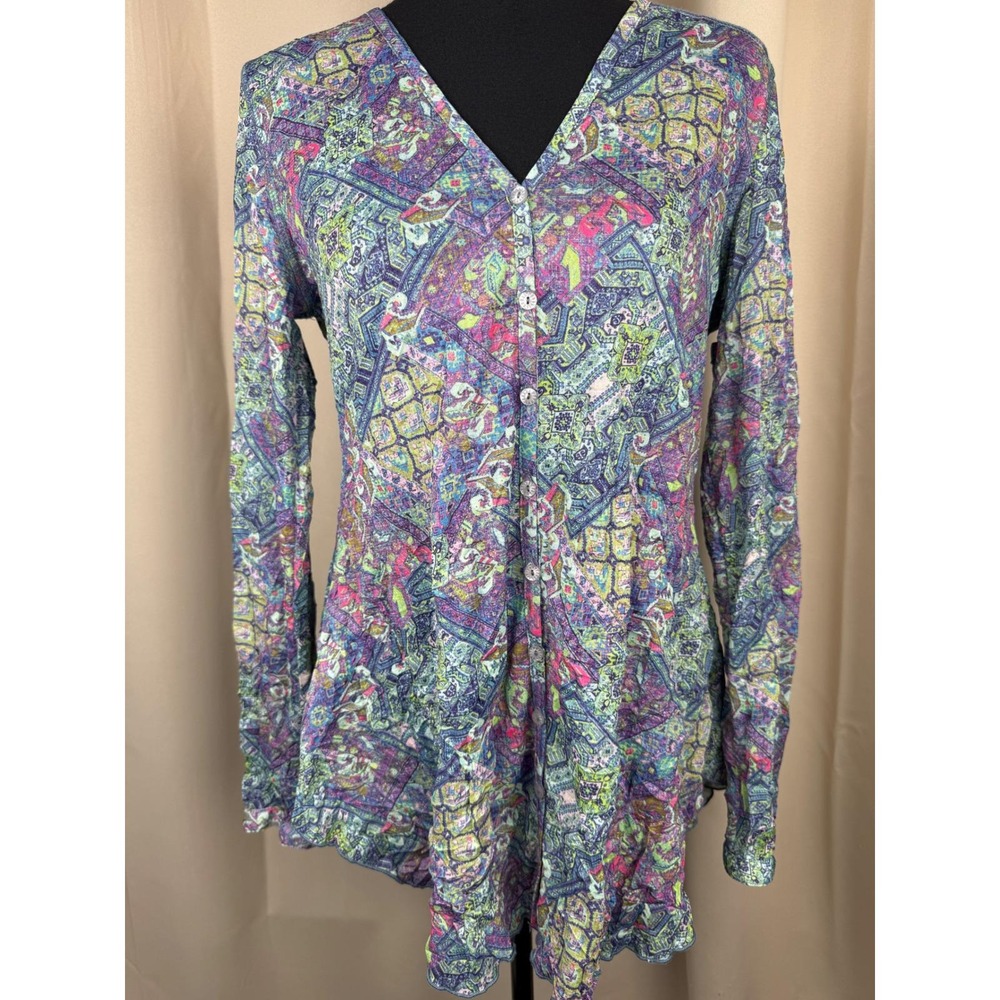 Y2K Fairycore Mesh Tunic Abstract Art‎ Print Boho Festival Top